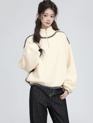 Cozy High Neck Half Zip Knit Sweater Pullover
