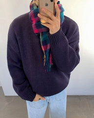 Cozy Knit Crewneck Sweater Warm Casual Pullover