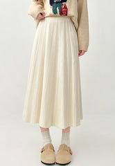 Cozy Knit High Waist Midi A Line Skirt