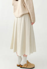 Cozy Knit High Waist Midi A Line Skirt