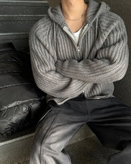 Cozy Knit Hooded Cardigan Sweater Casual Style