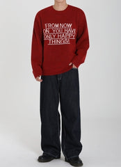 Cozy Knit Pullover Sweater Casual Letter Design
