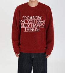 Cozy Knit Pullover Sweater Casual Letter Design