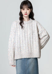 Cozy Knit Pullover Sweater Soft Colorful Dots