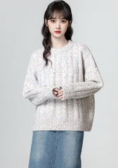 Cozy Knit Pullover Sweater Soft Colorful Dots