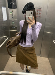 Cozy Knit Sweater Purple Slim Fit Long Sleeve