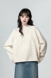 Cozy Knit Sweater With Rolled Collar