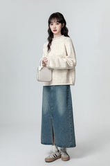 Cozy Knit Sweater With Rolled Collar