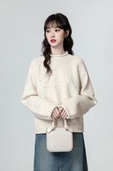 Cozy Knit Sweater With Rolled Collar