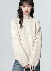 Cozy Knit Sweater With Rolled Collar