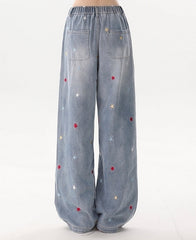 Cozy Star Patch Loose Fit Denim Pants