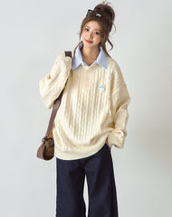Cute Embroidered Puppy Knit Sweater Layered Style