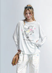 Cute Unicorn Print Long Sleeve T Shirt