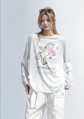 Cute Unicorn Print Long Sleeve T Shirt