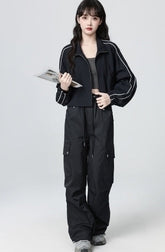 Dark Blue Casual Workwear Jacket Short Cardigan