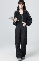 Dark Blue Casual Workwear Jacket Short Cardigan