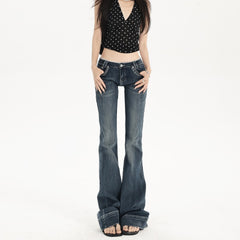 Dark Blue Low Rise Flare Jeans