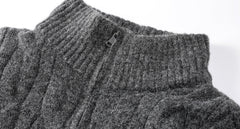 Dark Grey Zip-Up Knit Cardigan