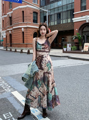 Denim Jacket And Printed Dress Set Spring Autumn