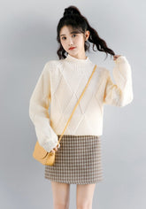 Diamond Knit High Neck Sweater