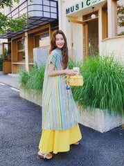 Dopamine Vacation Striped Shirt Skirt Set