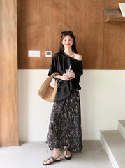 Elegant Floral Top And Skirt Set