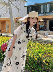 Elegant Floral Vintage Style Midi Dress