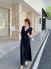 Elegant French Style Sleeveless Skirt Set