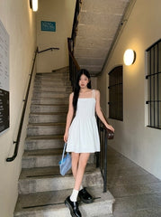 Elegant French Style White Slip Dress