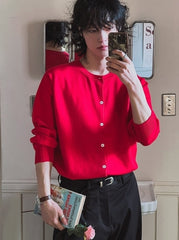 Elegant Knit Cardigan Casual Crewneck Sweater