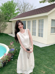 Elegant Lace Vest And Skirt Fashion Set