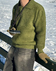 Elegant Lapel Knit Sweater