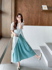 Elegant Mandarin Collar Layered Dress Set