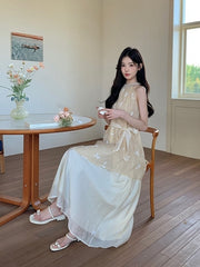 Elegant Off Shoulder Halter Vacation Maxi Dress