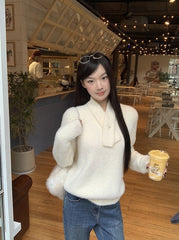 Elegant Relaxed Long Sleeve Knit Sweater Top