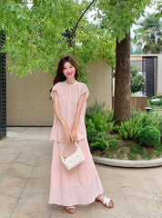 Elegant Relaxed Style Shirt And Skirt Set