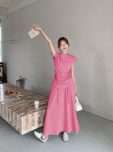 Elegant Ruched Top And Skirt Set