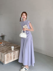 Elegant Ruched Top And Skirt Set