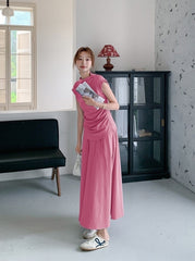 Elegant Ruched Top And Skirt Set