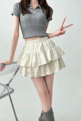Elegant Ruffled Layered A Line Skirt