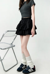 Elegant Ruffled Layered A Line Skirt