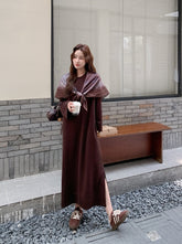 Elegant Silk Scarf Shawl Dress For Spring And Autumn