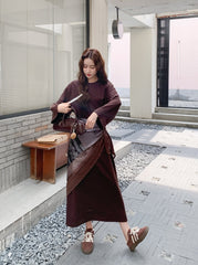 Elegant Silk Scarf Shawl Dress For Spring And Autumn