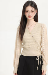 Elegant Vneck Knit Sweater For Fallwinter