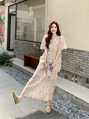 Embroidered Floral Top And Skirt Set