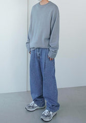 Embroidered Knit Sweater With Loose Fit Design