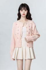 Embroidered Lace Knit Cardigan Sweater