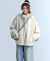 Ethnic Embroidered Patchwork Varsity Jacket