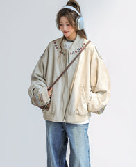 Ethnic Embroidered Patchwork Varsity Jacket