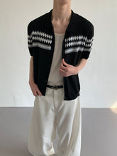 Fair Isle Jacquard Collar Cardigan Top